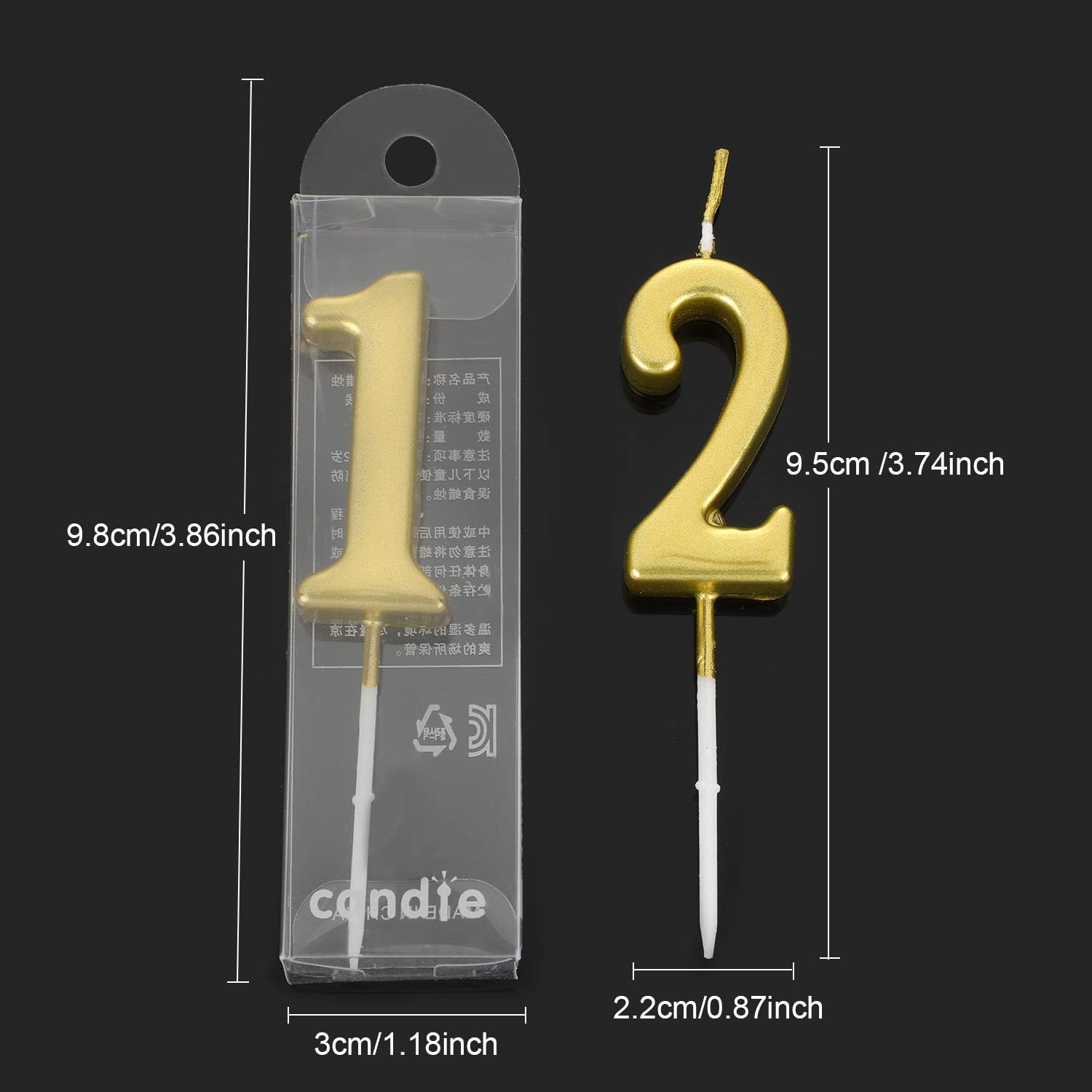 Yaomiao 10 Pieces Birthday Numeral Candles Cake Numeral Candles Number 0-9 Glitter Cake Topper Decoration for Birthday Party Favor (Gold) - Image 4
