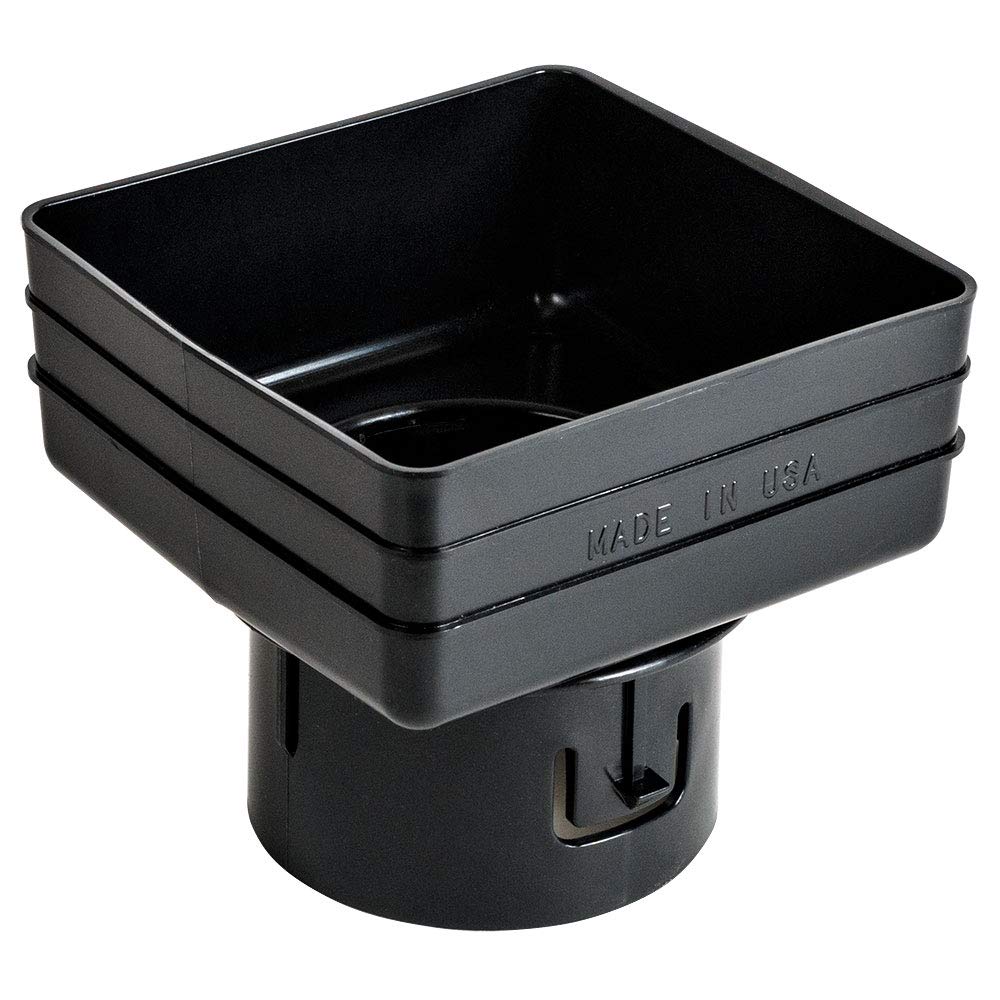 Universal Downspout To Drain Pipe Tile Adapter (Black, 5x5x4) on