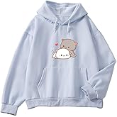 Women Kawaii Cartoon Cute Cat Graphic Casual Cotton Pullover Hoodies Sweatshirt
