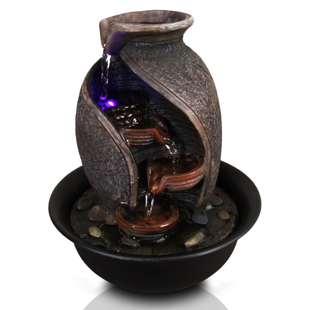 SereneLife 4Tier Desktop Electric Water Fountain Decor w/ LED Indoor