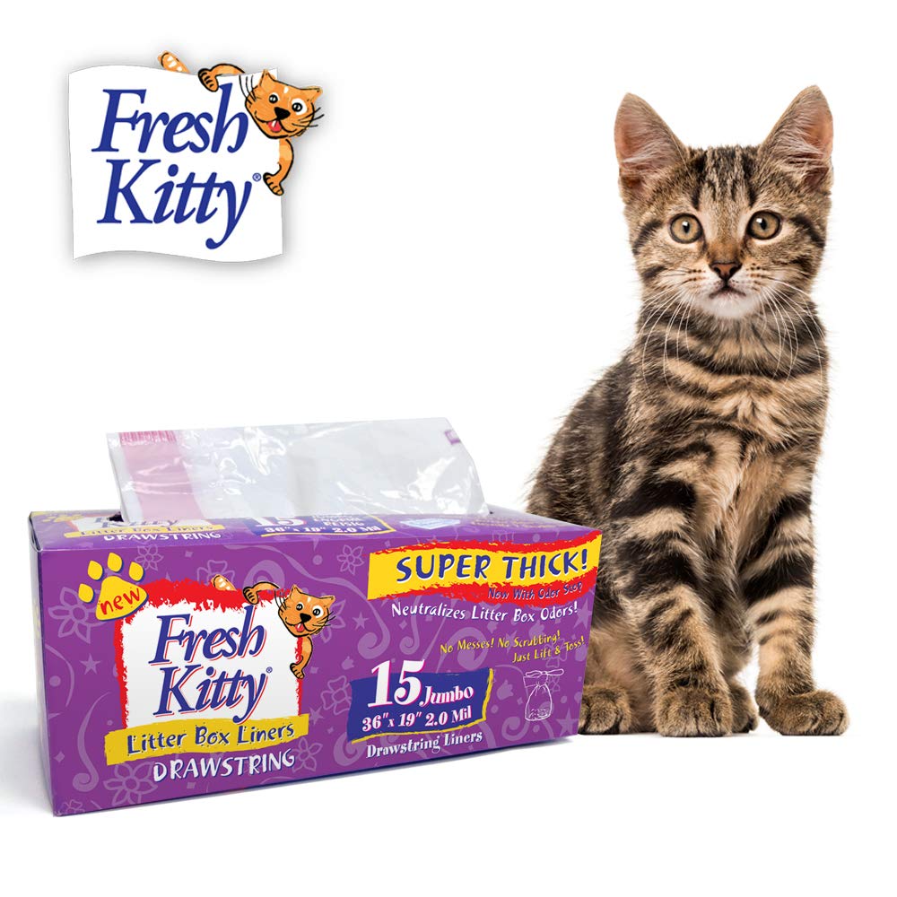 Fresh Kitty 15ct Super Thick Jumbo Drawstring Litter Box Liners