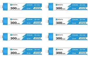 BETAFPV 8pcs BT2.0 300mAh 1S Battery 3.8V 75C Lipo with 1.0mm Banana Connector for Tiny Whoop Brushless Whoop Drone Like Cetus Kit Air65 Brushless Drone