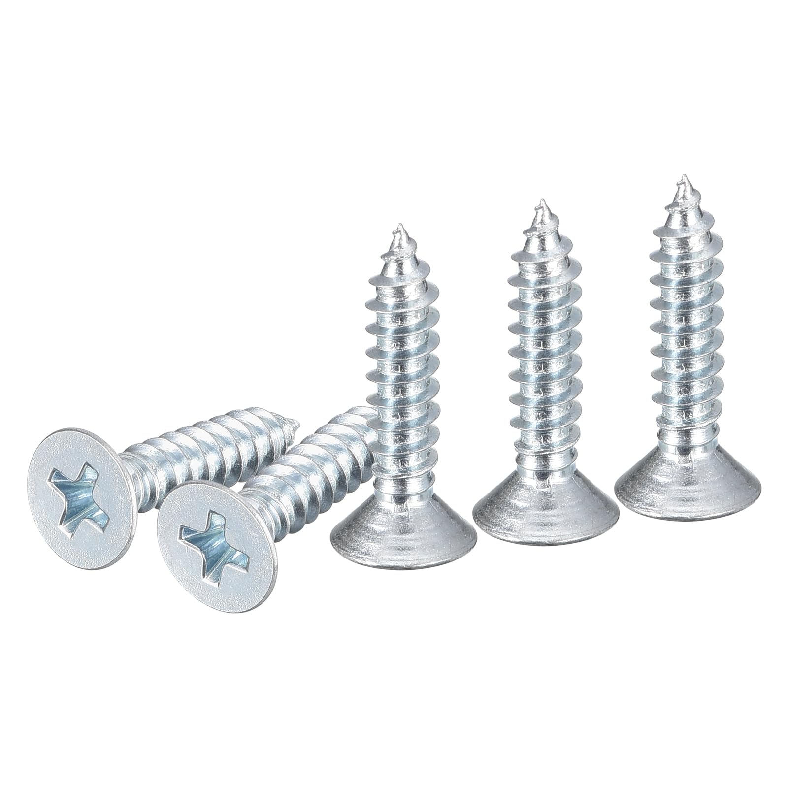 DTGN 100Pcs #8x3/4" Flat Head Wood Screws, Carbon Steel Phillips Self Tapping Screws - Good for Woodworking, Furniture - Silver — image 1