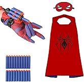 Spider Web Shooter + Cape + Felt Mask Toys for Boys, Superheroe Bracelet Wrist Launcher, Children Boy Party Toy, Spider Gloves Man Toy, Cosplay Costumes Birthday Gift for Kids 4 5 6 7 8 9 10 Years Old