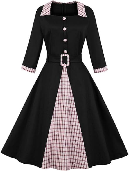 Amazon Zuomaワンピース レディース 七分袖 シャツワンピース フォーマルワンピース パーティードレス 結婚式 二次会 お呼ばれ 同窓会 忘年会 食事会 発表会 演奏会 オールシーズン Aライン ウエストマーク 写真色1 S パーティードレス 通販