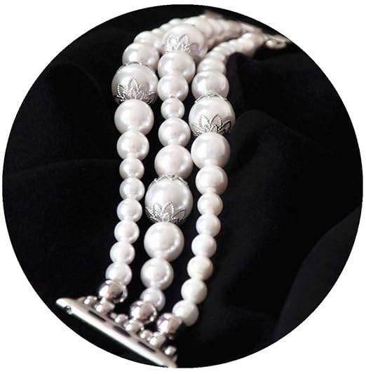 White Pearl Smartwatch Bands 38mm of Series 3 2 1 / 40mm of Series 4 New Watch Elastic Bands Stretch Handmade Fashion Jewelry Bracelet Replacement ...