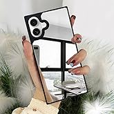 VAOXTY Compatible with iPhone 16 Case Rectangle Mirror Case Cute for Women Girls Makeup Glass Mirror Back Design Fashion Luxury Slim Thin Protective Cover Phone Case