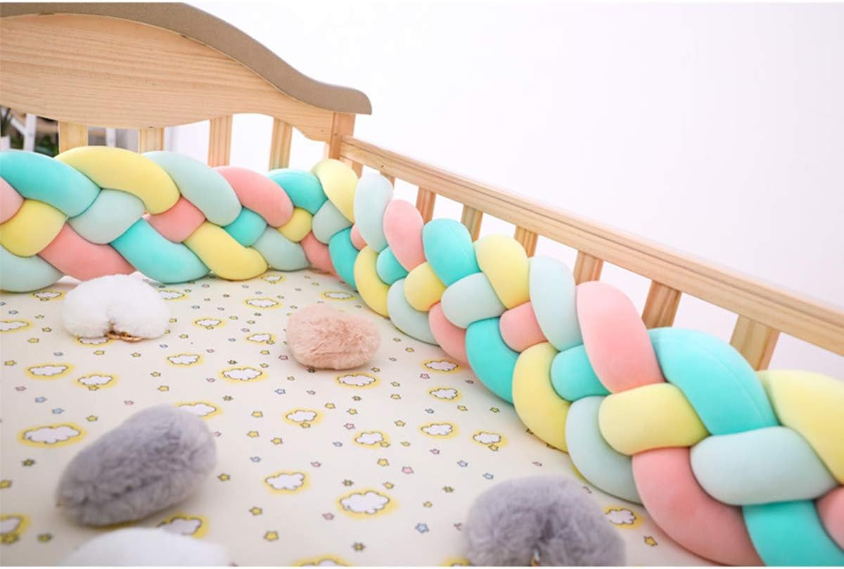 RAILONCH Baby Cot Bed Bumper Braid Pillow Cotton Nursery Decorations Braided Bumper Children's Room Decoration Pillow Skin Soft for Baby Nursery Crib Bedding 2M/3M