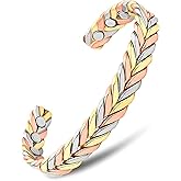 MagnetRX Woven Copper Magnetic Bracelet - Magnetic Copper Bracelets - Adjustable Cuff with Magnets (Tri–Color, X–S/S)
