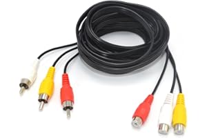 XENOCAM 15FT RCA Audio/Video Composite Cable DVD/VCR/SAT Yellow/White/red connectors 3 Male to 3 Female