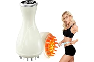 YDFAC Lymphatic Massager, Anti Cellulite Massage Tool, Lymphatic Drainage Tool, with Soothing Pulse, Light, Heat and Vibration, Help Reduce Stretch Mark and Cellulite, for Belly Neck Leg Hip Arm (White)