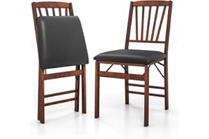 KOTEK Folding Dining Chairs Set of 2, Wooden Kitchen Chairs with Padded Seat & Solid Wood Frame, 400 LBS Weight Capacity, No 