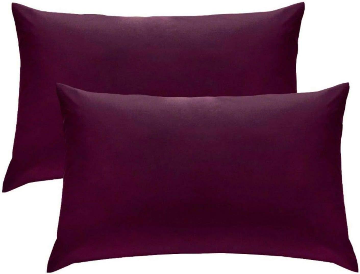 River-Neil Pillow cases 2 pack Luxury 2 x Pillow Case Cases Polycotton Housewife Pillow Pair Pack Bedroom Pillow Cover (Aubergine)