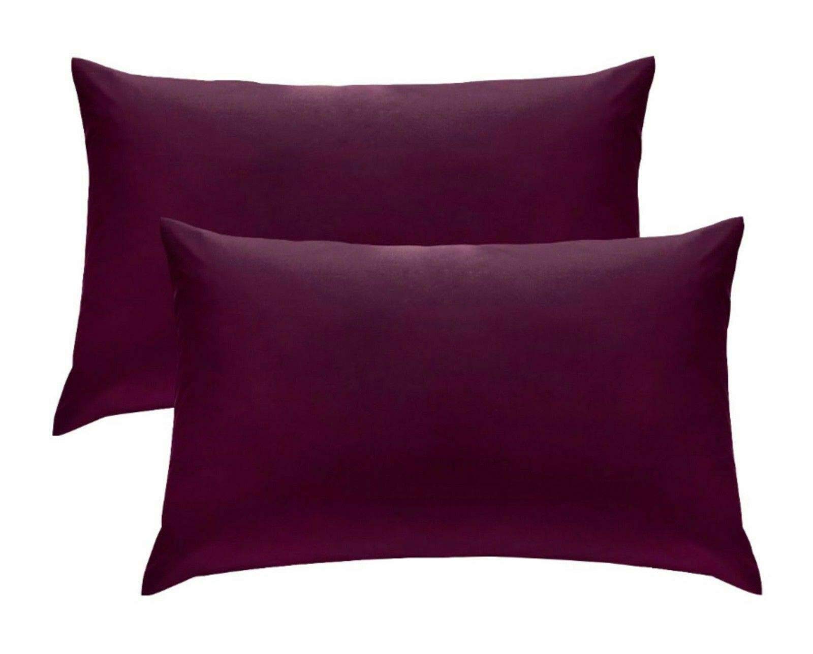 River-Neil Pillow cases 2 pack Luxury 2 x Pillow Case Cases Polycotton Housewife Pillow Pair Pack Bedroom Pillow Cover (Aubergine)