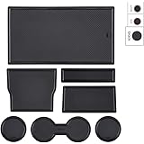 BougeRV for Tesla Model 3 2017-2020 Center Console Custom Fit Cup Holder Rubber Liners Accessories (Black)