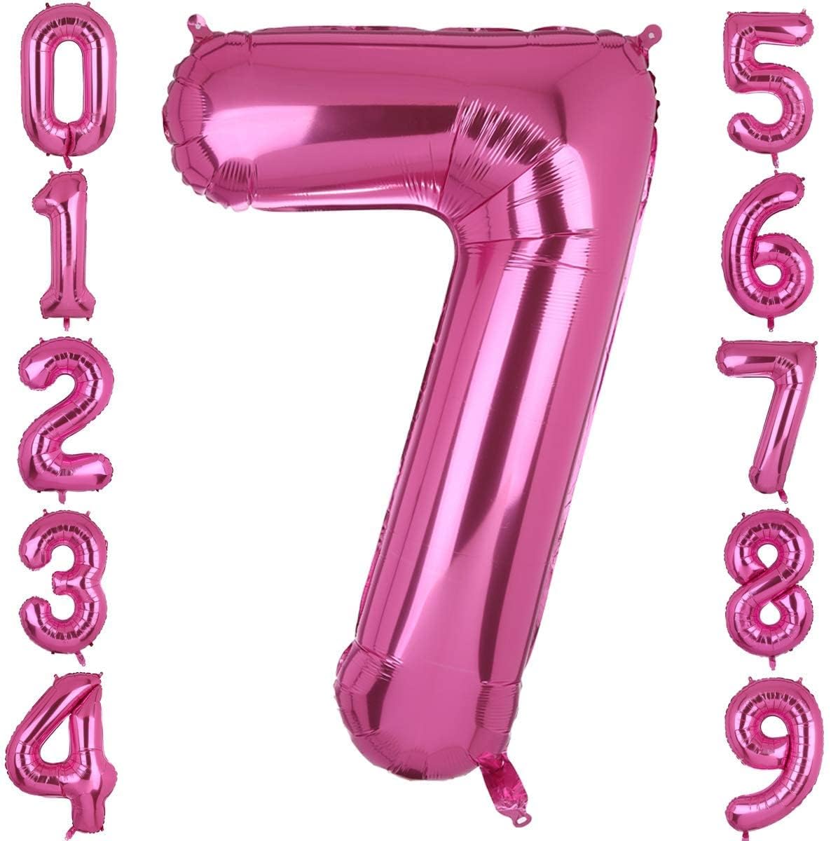 40 Inch Large Foil Number 7 Balloons Hot Pink Big Mylar Helium Balloon Birthdays Party Decorations Supplies Girls