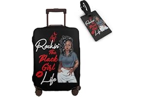 Hepmant Travel Suitcase Protector African American Woman Elastic Protective Washable Luggage Cover With Concealed Zipper Suitable For 18-32 Inch 【XL (for 29-32 inch luggage)】