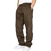 A WATERWANG Men's Fleece Sweatpants Casual Joggers Cotton Loose Fit Open Bottom Athletic Sweat Pants for Men with Pockets