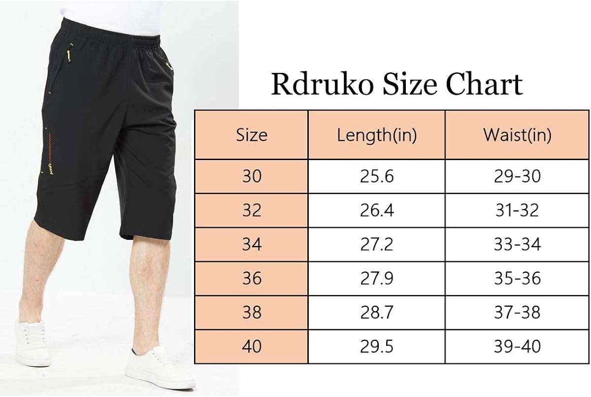 Rdruko Men's Outdoor Sports Hiking Cargo Shorts Quick Dry Lightweight Capri 3/4 Cropped Pants : Clothing