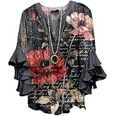 Women's Flowy Boho Tops Colorful Fancy Floral Print Blouses Dressy Casual Fall Clothes 2025