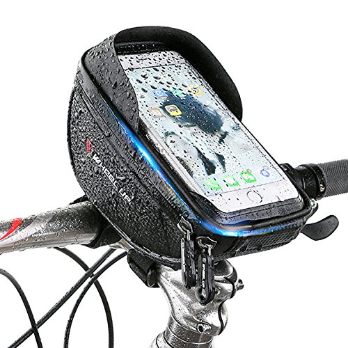 Bike Phone Mount Bag, Wallfire Bicycle Frame Bike Handlebar Bags with Waterproof Touch Screen Phone Case - Thumbnail 6