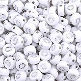 100PCS Letter Beads White Round Acrylic Alphabet Beads Silver Letter O Beads for Jewelry Making Bracelets Necklaces Key Chains DIY 4X7mm