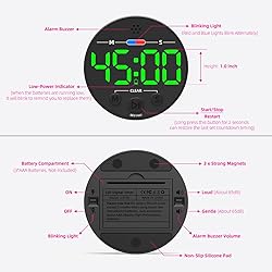 Large LED Digital Timer, Magnetic Countdown Loud