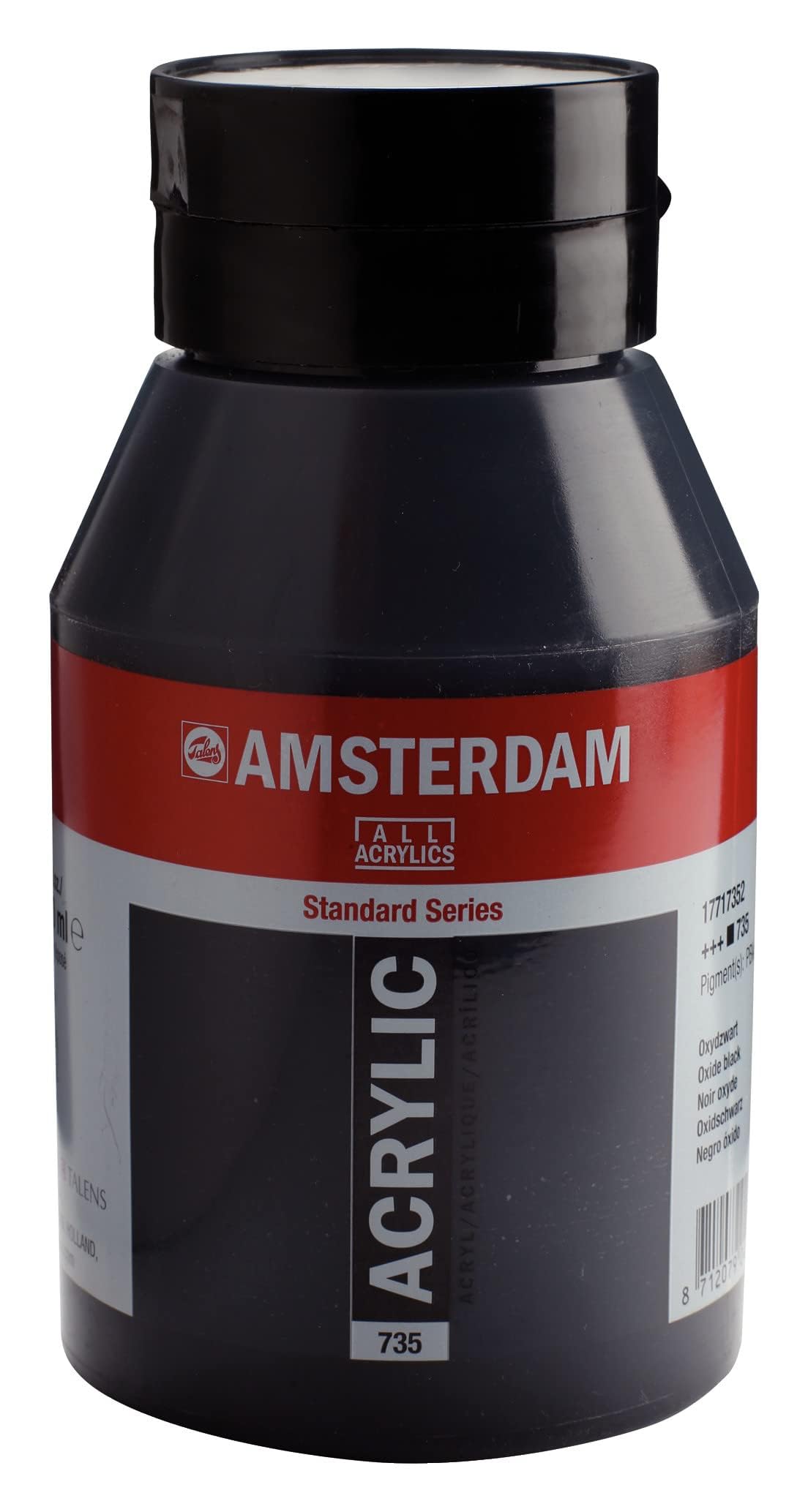 Amsterdam Standard Series Acrylic Oxide Black Acrylic Paint 735, 1000 ml, Semi-Opaque, High Lightfastness, Medium Viscosity