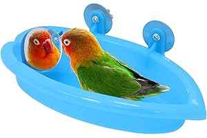 Wontee Bird Bath Box with Mirror Portable Parrot Hanging Bathroom Bathing Tub for Small Birds Cleaning Supplies