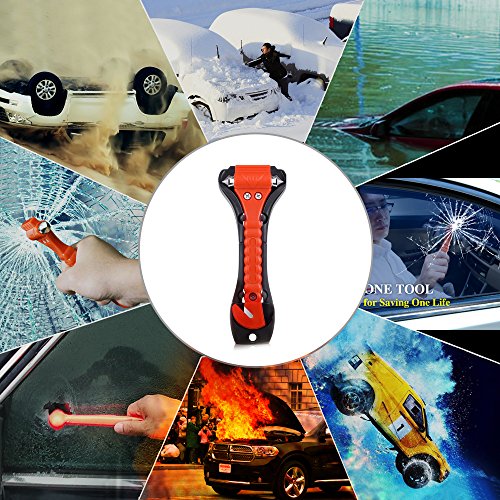 Car Safety Hammer Set of 2, Window Breaker, Seatbelt Cutter, Raniaco Emergency Escape Tool, Multi-Purpose Life-saving Auto Emergency Hammer with 2 Phone Holders (2 Hammers + 2 Holders) - Thumbnail 2
