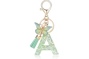 OKAICEN Fashion Alphabet Initial Letter Keychain Tassel Butterfly Pendant Key Ring for Purse Handbags Women Girl