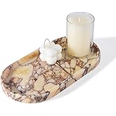 Koville Natural Marble Tray for Decor, Marble Vanity Tray for Perfume, Cosmetics, Jewelry, Stone Decorative Trays for Dresser Organizer, Storage Trays for Home Bathroom Countertop(Calacatta Viola)