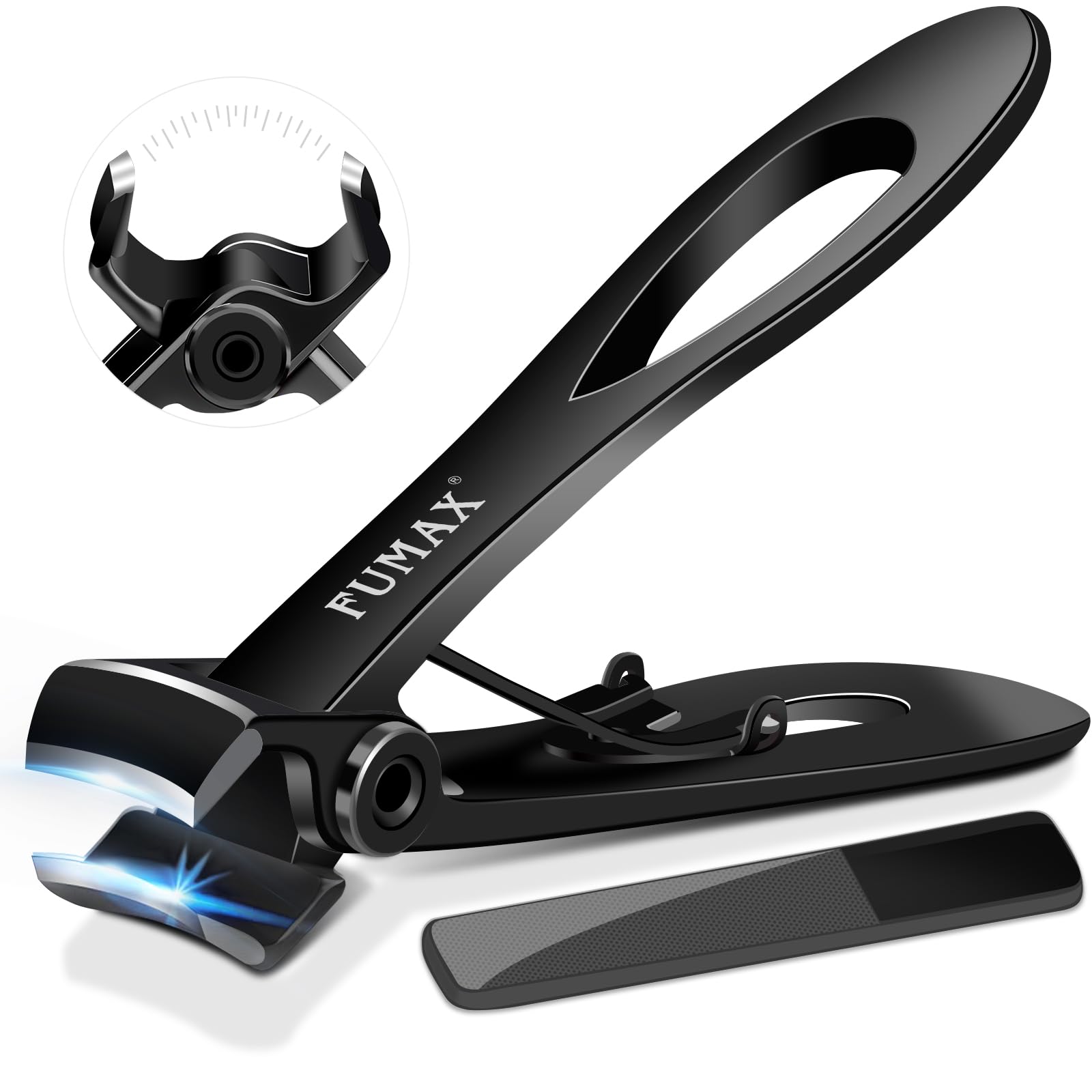 Nail Clippers for Thick Nails - Large Toenail Clippers for Men Thick Toenails with 15mm Wide Jaw Opening, Heavy Duty Sharp Toe Nail Clippers for Seniors, Long Handle, Stainless Steel, Black