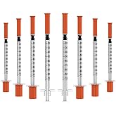 U-100 1ml/cc Disposable Syringes with Needle – 30G 5/16" (8mm), 30 Pcs Individually Wrapped
