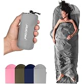JAICOM Ultralight Sleeping Bag Liner - 4.3/5.3 oz Washable Adult Sleep Sack | Travel Sheets, Self Tan Sleep Sack with Two-Way-Zipper, for Backpacking, Hotel, Camping, Travel, 100% Nylon Sleeping Bag