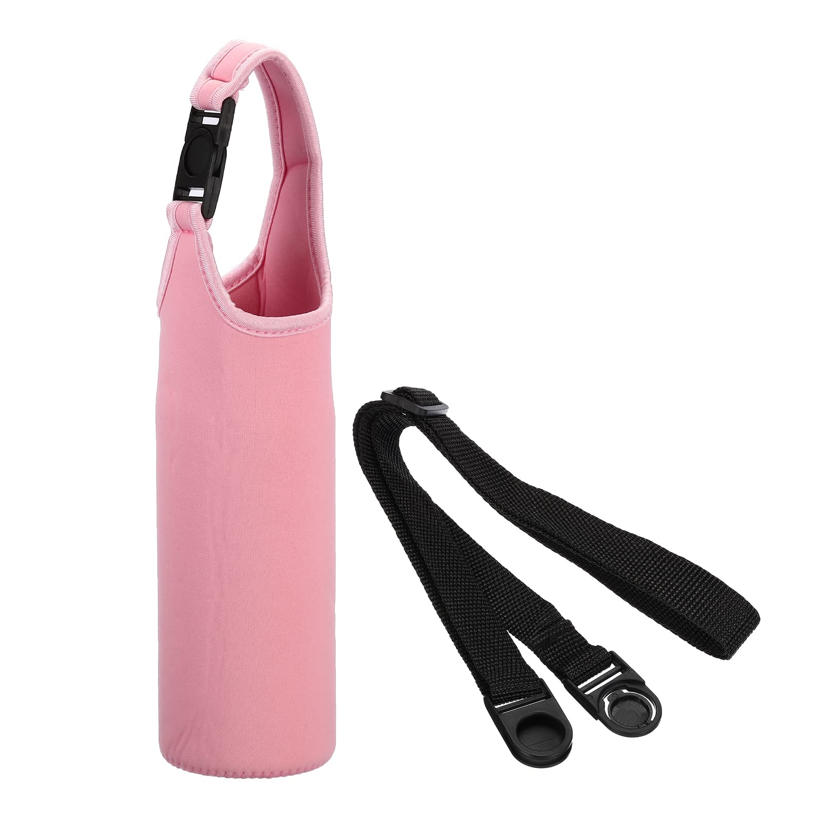PATIKIL 67mmx185mm Water Bottle Sling Bag, 1 Pack Neoprene Portable Insulated Bottle Holder Carrier with Removable Adjustable Shoulder Strap, Pink