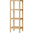 SONGMICS 4-Tier Bamboo Bathroom Shelf, Narrow Shelving Unit, Multifunctional Storage Rack, Corner Rack, for Kitchen, Living Room, Bedroom, Entryway, Bathroom, Natural UBCB54Y