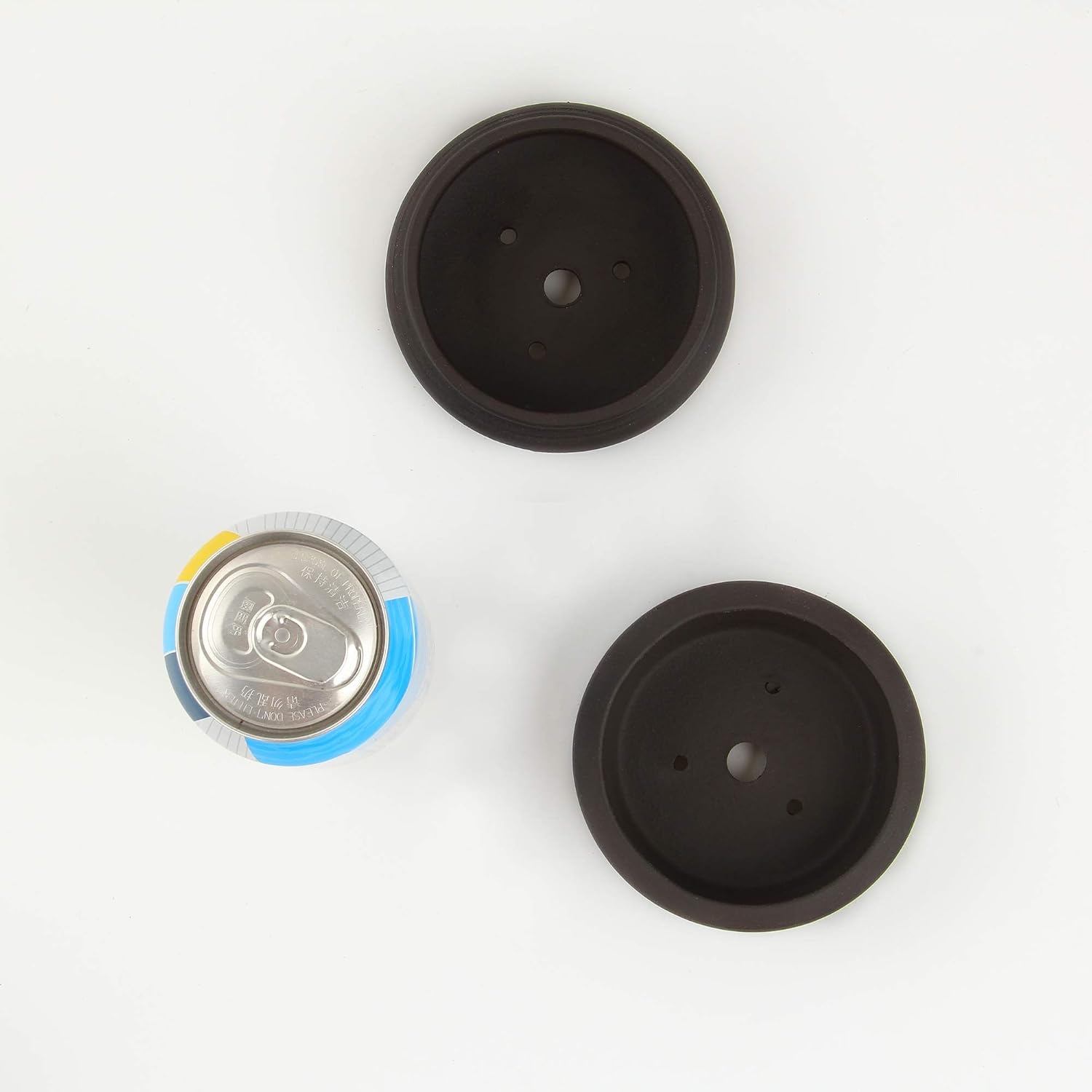 happy bonsai 2 pc 3.7" + 3.9" Unglazed Round Ceramic Succulent Planter Pot Set, Black, 3.7+3.9 Inch - Image 5