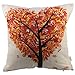 HOSL Fall Orange Heart Shape Tree Square Decorative Throw Pillow Case Cushion Cover 18 * 18 Inch for Fall Decor (45CM*45CM)