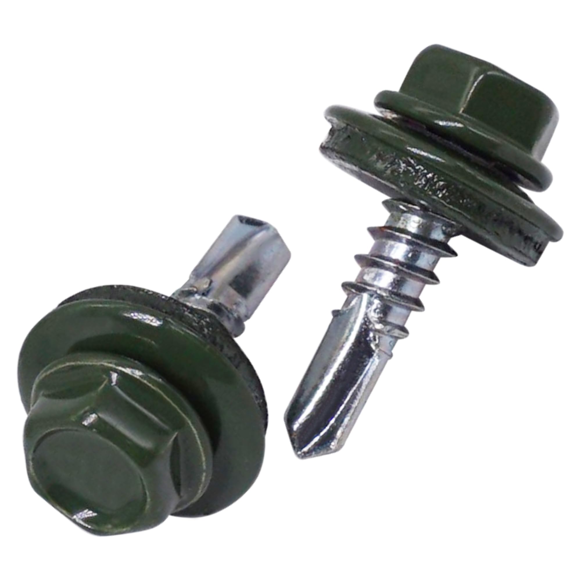 SKIR'CO (50 pcs) Roofing Screws, Hex Head, 4.8 x 19 mm Painted Self-Drilling Screws With EPDM Washers (Chrome green RAL 6020) โ image 1