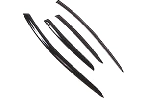 TuningPros Outside Mount Window Vent Visors Rain Guards Compatible with Toyota Prius C 2012-2015 | Side Window Wind Deflectors Rain Shields | Smoke Tinted, 4 Pcs Set, DGWV-743