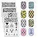 NICOLE DIARY 5Pcs Nail Stamping Template Lines Flower Themed Halloween Plate Kits Square Nail Stamp Template Image Models NDP101-105