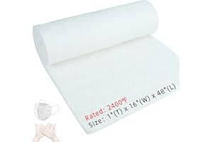 BOKE YOUNG 48"x16"x1" (Thick) Ceramic Fiber Blanket Fireproof Insulation Baffle, 2400°F High-Temperature Resistance, Used in Wood Stove Baffles, Chimneys, Various Stoves, Forge (1 PCS)