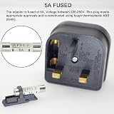 Casoter EU to UK Plug Adaptor 5A Fuse 2-Pin to 3-Pin 3 Pack Black view 4