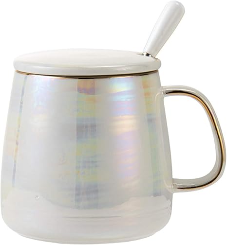 Amazon Anteprima 400mlのおしゃれな飲み物カップセラミックスカップセラミックス水カップドリンクマグシックなコーヒーマグカップ屋内ホームa50のための蓋とスプーンフィット Color Stlye カップ ソーサー オンライン通販