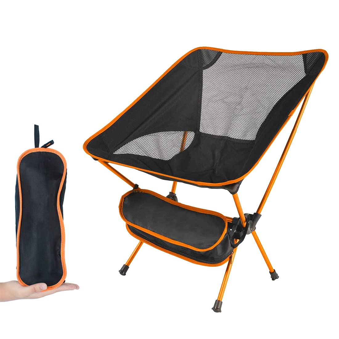 Lively Life Folding Camping Chair Portable Backpacking Chair, Heavy Duty 135kg Capacity, Lightweight Outdoor Chairs with Carry Bag for Camping, Garden, Caravan Trips, Fishing, Beach,BBQs - Orange