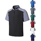 KGGEOO Wind and Water Resistant Cage Jacket Short Sleeve Golf Jacket Quarter Zip Pullover with Sleeve Pocket for Workout Black