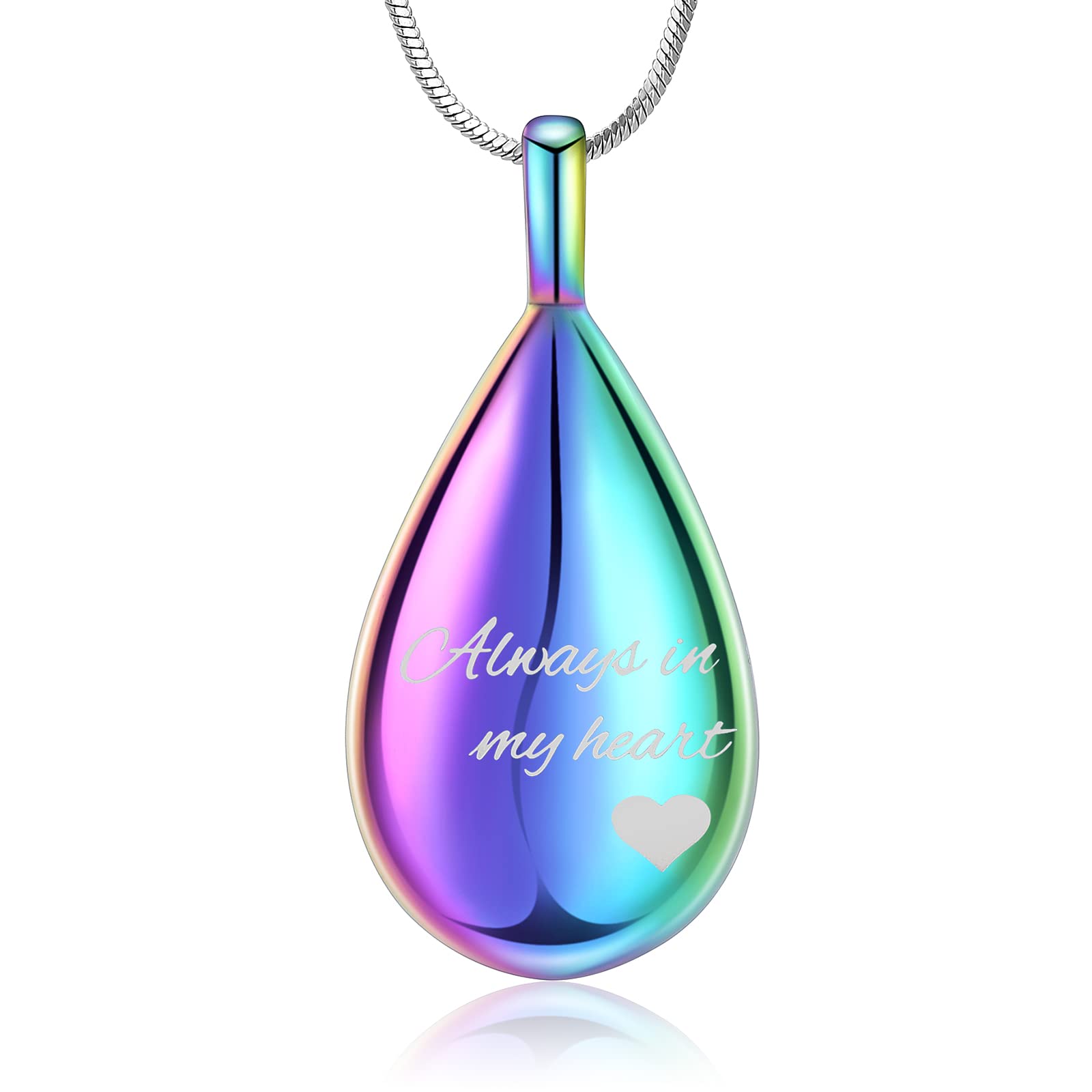 Minicremation Urn Necklaces for Ashes Carved Always in my heart Teardrop Keepsake Ashes Necklace Urn Pendant Cremation Memorial Jewelry