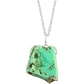 NJCRAFT Raw Gemstone Pendant Necklace for Women |Natural Healing Crystal Rough Pendant 15–25 Carat | Silver Plated Chain 16+2 Inch Adjustable | Gift Jewelry
