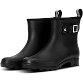 Kprm Women's Short Rain Boots Waterproof, Chelsea Ankle Rain Shoes Rubber Garden Boot for Ladies